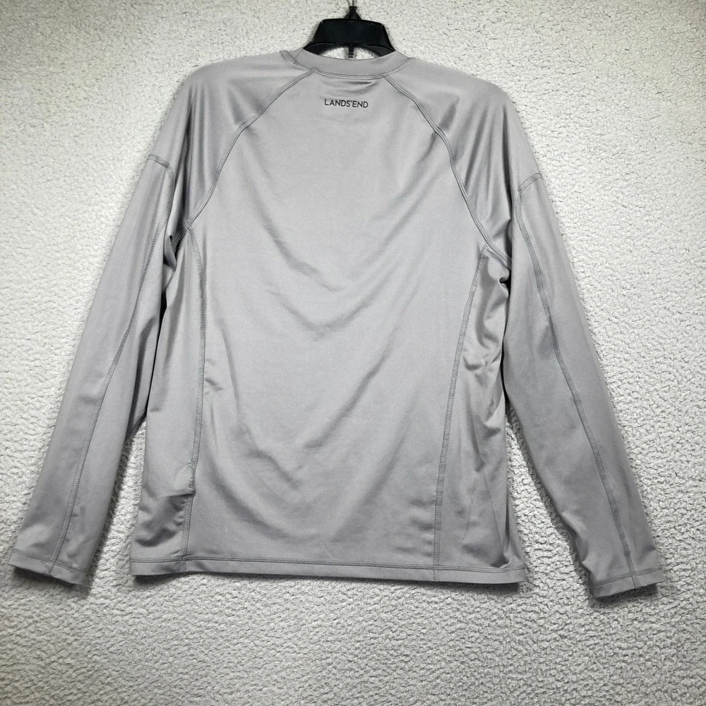 Lands' End Rash Guard Top Mens Medium Gray Long Sleeve Athletic Swim Shirt
